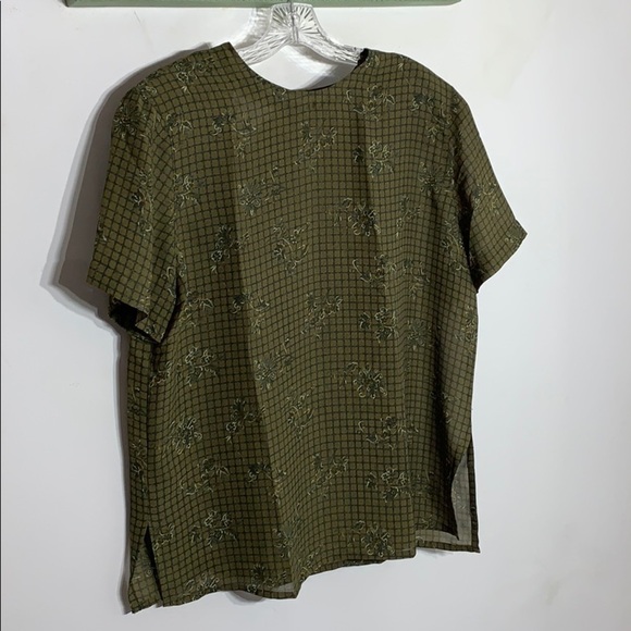 Vintage 80s Rena Rowan Saville skirt top 2 Piece green print set plus size 14 - Picture 8 of 10